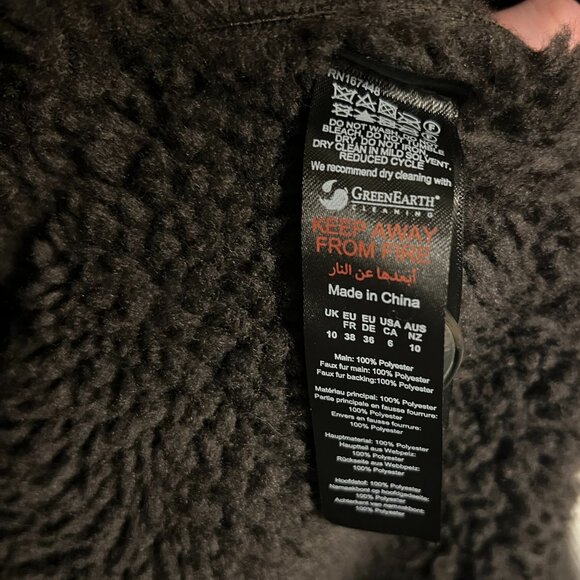 NWT | Nasty Gal | US 6, oversized | Distressed Maxi Bonded Aviator Coat Brown - Picture 8 of 14